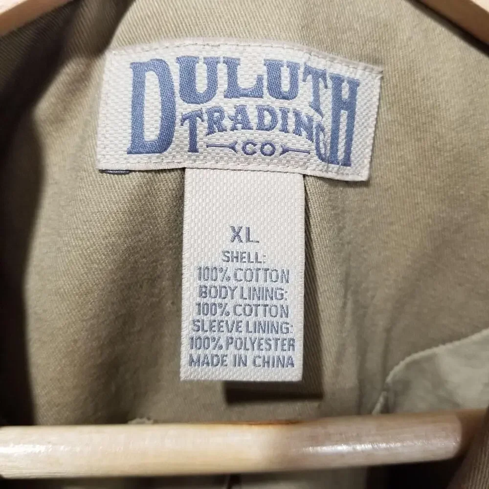 Duluth Trading Blazer Mens XL Tan Cotton Canvas Utility Travel Work Jacket Chore
